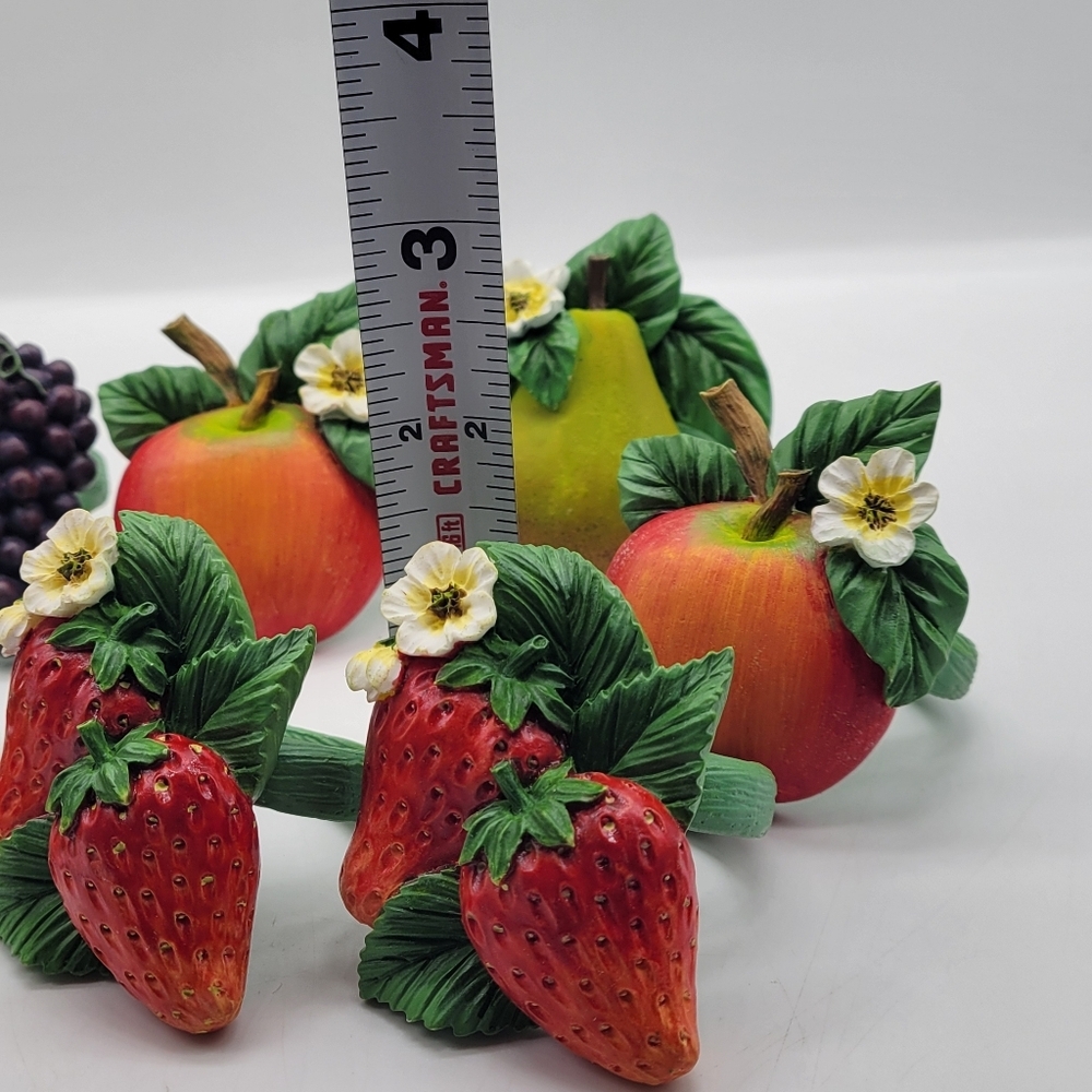 Rare Vintage Charter Club Summer Grove Plant Napkin Rings Grape Pear Strawberry - Picture 5 of 10